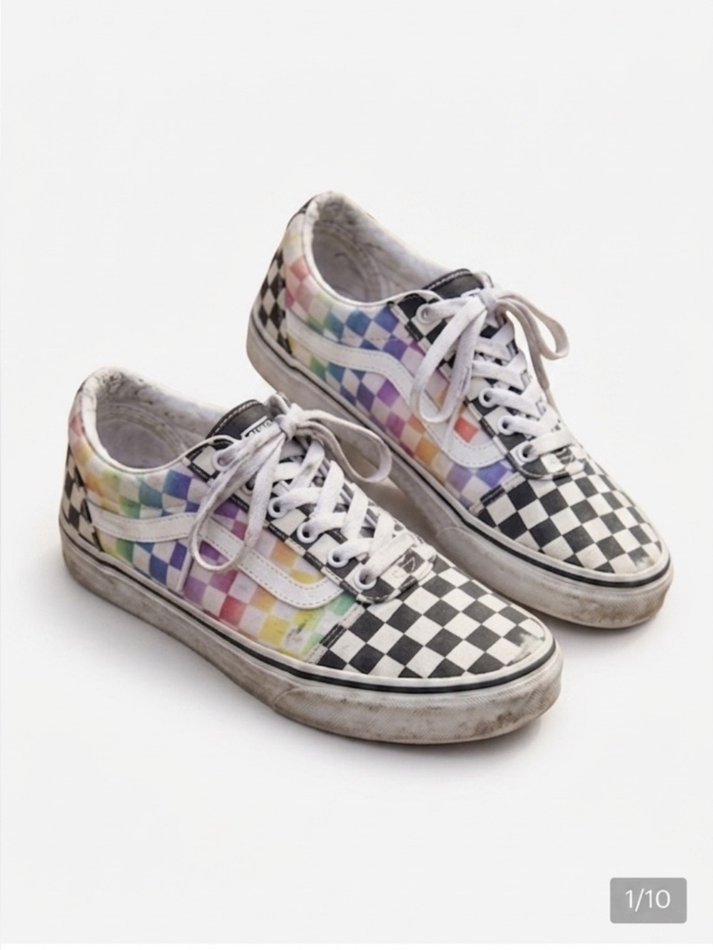 Vans Ward Rainbow Checkerboard Sneakers Low Top US Missy Size 4 Women’s 5.5